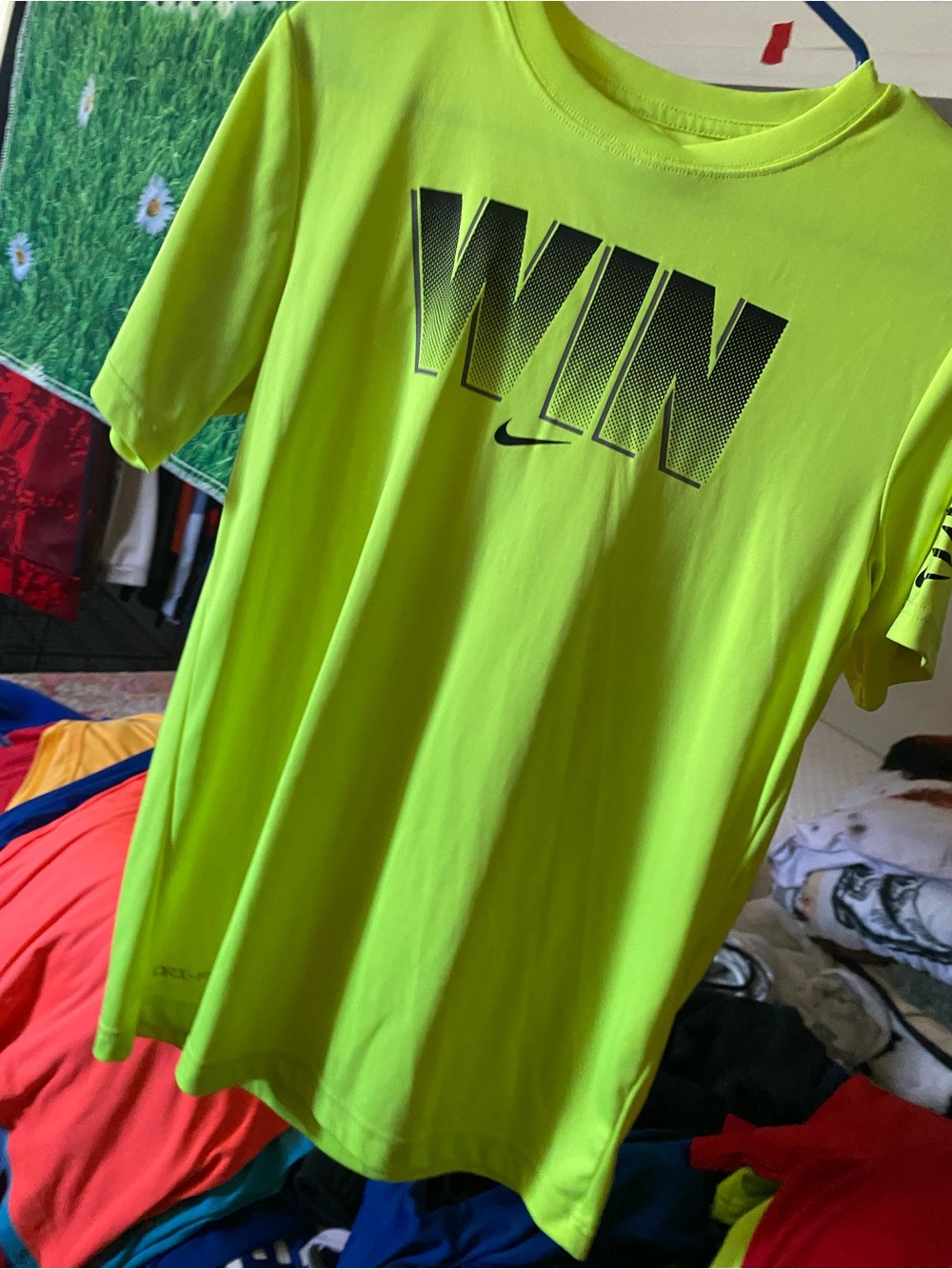 Nike Neon Yellow 'WIN' Performance Tee